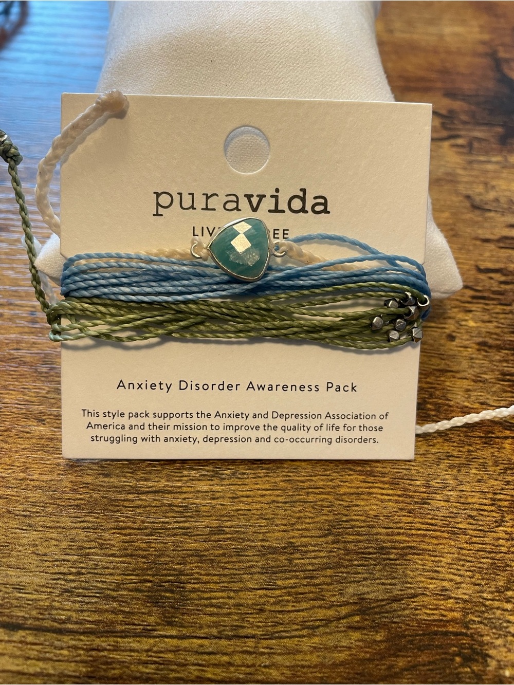 Pura Vida Blue and Green Anxiety Disorder Awareness Bracelet Pack